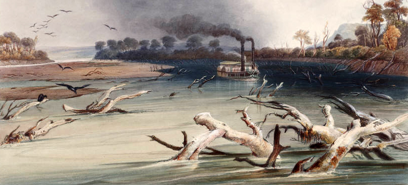 Mississippi-Landschaft (Ausschnitt aus einem Gemälde von Karl Bodmer)